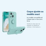 Accessoire ajusté au modèle exact – Coque Silicone Pour iPhone 14 Plus Couleur Vert Avec Anneau Support