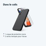 Contenu du colis – Coque Noir pour Samsung Galaxy A14 4G/5G (6,6 pouces) et 2 Verres Trempé Film Protection Ecran