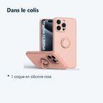 Contenu du colis – Coque Silicone Pour iPhone 15 Pro Max Couleur Rose Avec Anneau Support