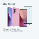 Contenu du colis – Coque Silicone Rose + 2 Verres Trempes Pour Xiaomi 12 / 12x