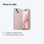 Contenu du colis – Coque Silicone Couleur Rose + Verre Trempe Pour iPhone 14 Plus