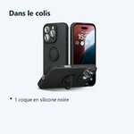 Contenu du colis – Coque Silicone Pour iPhone 16 Pro Max Couleur Noir Avec Anneau Support