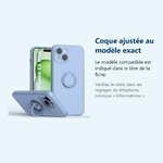 Accessoire ajusté au modèle exact – Coque Silicone Pour iPhone 15 Plus Couleur Violet Avec Anneau Support
