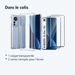 Contenu du colis – Coque Silicone Transparente Angles Renforces + 2 Verres Trempes Pour Xiaomi 12 Pro
