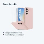 Contenu du colis – Coque Pour Samsung Galaxy A35 5G Silicone Rose + Verre Trempe