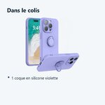 Contenu du colis – Coque Silicone Pour iPhone 14 Pro Couleur Violet Avec Anneau Support