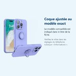 Accessoire ajusté au modèle exact – Coque Silicone Pour iPhone 14 Pro Couleur Violet Avec Anneau Support