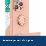 Vue de détail – Coque Silicone Pour iPhone 14 Pro Couleur Rose Avec Anneau Support