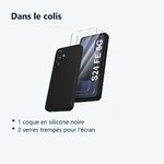 Contenu du colis – Coque Pour Samsung Galaxy S24 FE Silicone Noir + 2 Verres Trempes