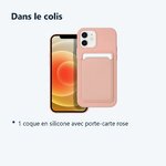 Contenu du colis – Coque Silicone avec Porte Carte Rose Pour iPhone 12 / 12 Pro