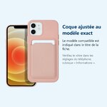 Accessoire ajusté au modèle exact – Coque Silicone avec Porte Carte Rose Pour iPhone 12 / 12 Pro