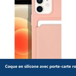 Vue de détail – Coque Silicone avec Porte Carte Rose Pour iPhone 12 / 12 Pro