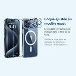 Accessoire ajusté au modèle exact – Coque Silicone Transparente Compatible Magsafe + Verres Trempes et Protections Camera Arr