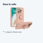 Contenu du colis – Coque Silicone Pour iPhone 14 Pro Max Couleur Rose Avec Anneau Support