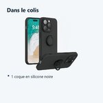 Contenu du colis – Coque Silicone Pour iPhone 14 Pro Couleur Noir Avec Anneau Support