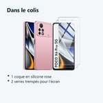 Contenu du colis – Coque Silicone Rose + 2 Verres Trempes Pour Poco X4 Pro 5G