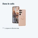 Contenu du colis – Coque Silicone Pour Samsung Galaxy S24 Ultra Couleur Rose Avec Anneau Support