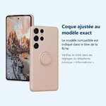 Accessoire ajusté au modèle exact – Coque Silicone Pour Samsung Galaxy S24 Ultra Couleur Rose Avec Anneau Support