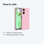 Contenu du colis – Coque Pour Xiaomi Redmi 13C / Poco C65 Silicone Rose + Verre Trempe