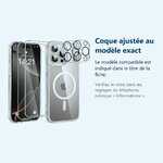 Accessoire ajusté au modèle exact – Coque Silicone Transparente Compatible Magsafe + Verres Trempes et Protections Camera Arr