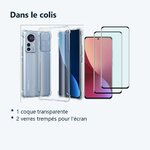 Contenu du colis – Coque Silicone Transparente Angles Renforces + 2 Verres Trempes Pour Xiaomi 12 / 12x