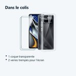 Contenu du colis – Coque Silicone Transparente + 2 Verres Trempes Pour Poco X4 Pro 5G