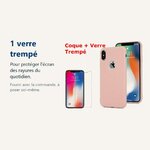 Verre trempé pour protéger lécran – Coque Souple Silicone Pour iPhone X (10) / Xs (10s) Rose + Verre Trempé Anti chocs et Ra