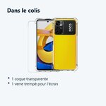 Contenu du colis – Coque Silicone Transparente Angles Renforces + Verre Trempe Pour Poco M4 Pro 5G