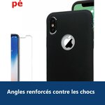 Vue de détail – Coque Silicone pour iPhone Xr Noir Antichoc + 2 Verres Trempes