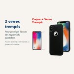 Verre trempé pour protéger lécran – Coque Silicone pour iPhone Xr Noir Antichoc + 2 Verres Trempes