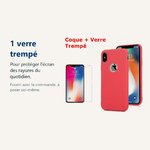 Verre trempé pour protéger lécran – Coque Souple Silicone Pour iPhone X (10) / Xs (10s) Rouge + Verre Trempé Anti chocs et R