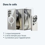 Contenu du colis – Coque Silicone Transparente Compatible Magsafe + Verres Trempes et Protections Camera Arriere X2 Pour Sams