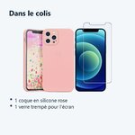 Contenu du colis – Coque Silicone Couleur Rose + Verre Trempe Pour iPhone 12 Pro Max