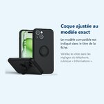 Accessoire ajusté au modèle exact – Coque Silicone Pour iPhone 15 Plus Couleur Noir Avec Anneau Support