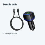 Contenu du colis – Chargeur voiture USB + Type C - NOIR QC 3.0 PD 20W 3A pour Samsung A53 / A54 / S21 / S22 / S23 / Plus / Ul