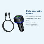 Accessoire ajusté au modèle exact – Chargeur voiture USB + Type C - NOIR QC 3.0 PD 20W 3A pour Samsung A53 / A54 / S21 / S22