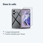 Contenu du colis – Coque Silicone Transparente + 2 Verres Trempes Pour Xiaomi Redmi Note 12 Pro Plus