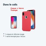 Contenu du colis – Coque Souple Silicone Pour iPhone XR Rouge + Verre Trempé Anti chocs et Rayures Vitre de Protection