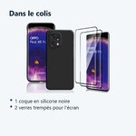 Contenu du colis – Coque Silicone Noir + 2 Verres Trempes Pour Oppo Find X5 Pro
