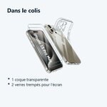 Contenu du colis – Coque Silicone Transparente + 2 Verres Trempes Pour iPhone 15 Pro Max / Ultra