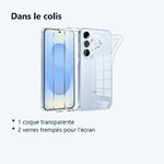 Contenu du colis – Coque Silicone Transparente + 2 Verres Trempes Pour Samsung Galaxy S25