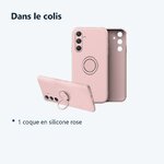 Contenu du colis – Coque Silicone Pour Samsung Galaxy S23 FE Couleur Rose Avec Anneau Support