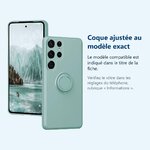 Accessoire ajusté au modèle exact – Coque Silicone Pour Samsung Galaxy S24 Ultra Couleur Vert Avec Anneau Support