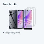 Contenu du colis – Coque Silicone Transparente + 2 Vitres Protection Ecran Pour Oppo A77 5G / A57 5G