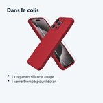 Contenu du colis – Coque Silicone Rouge + Verre Trempe Pour iPhone 15 Pro Max