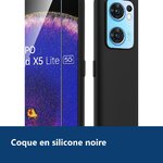 Vue de détail – Coque Silicone Noir + Verre Trempe Pour Oppo Find X5 Lite