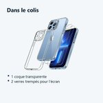 Contenu du colis – Coque Transparente pour iPhone 13 Pro Max (6,7 pouces) et 2 Verres Trempé Film Protection Ecran