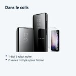 Contenu du colis – Coque Folio Rabat Miroir Pour Samsung Galaxy S23 Plus Couleur Noir + 2 Verres Trempe Protection Ecran