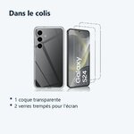 Contenu du colis – Coque Silicone Transparente + 2 Verres Trempes Pour Samsung Galaxy S24