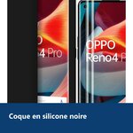 Vue de détail – Coque Silicone Noire + 2 Verres Trempes Pour Oppo Reno 4 Pro 5G